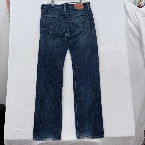 Levis 501 Jeans Mens 34x36 (32x33) Blue Original Button Fly Straight Leg Whisker - Picture 16 of 16